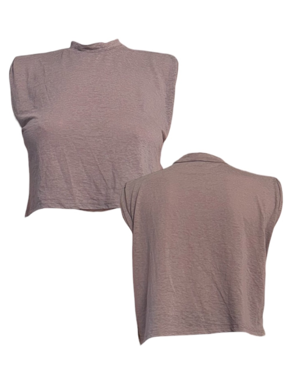Divided Cropped Mock Neck Tank in Dusty Purple